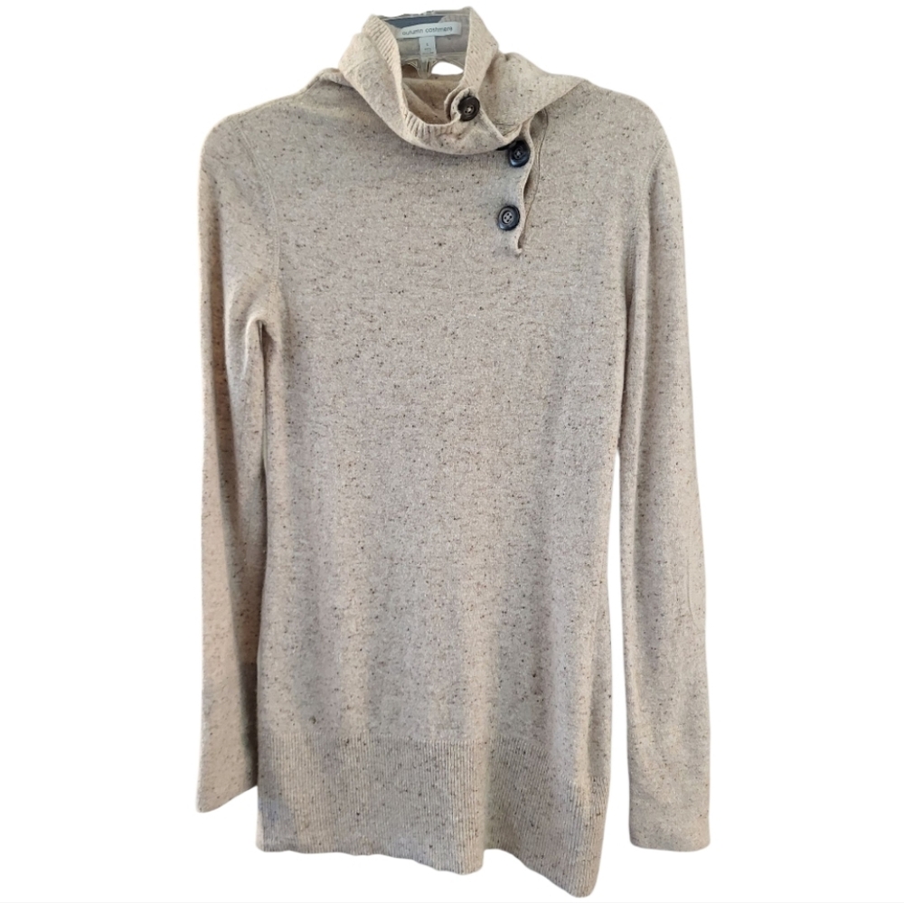 Autumn Cashmere Speckled Beige Cowl Neck Sweater - Size S